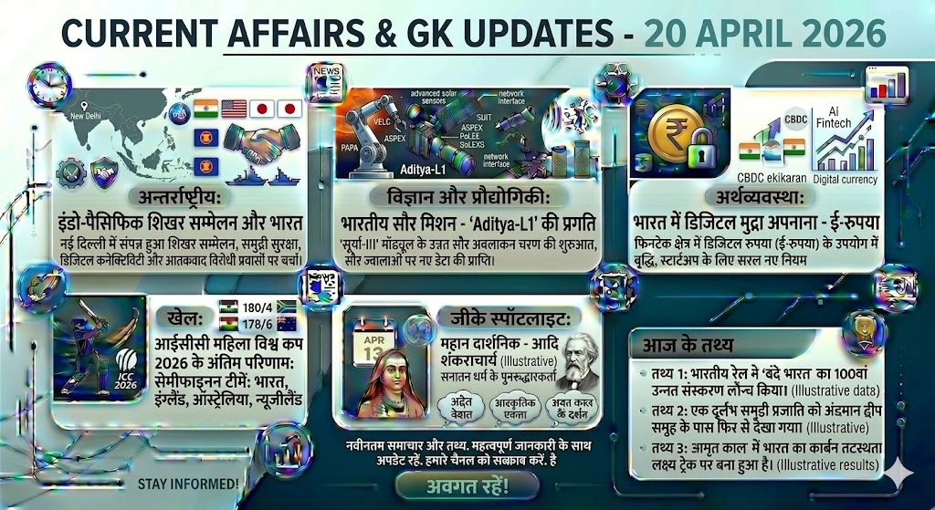 20 April 2026 Current Affairs & GK Updates title in English create image
