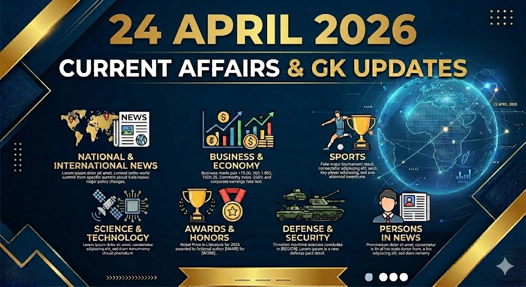 24 April 2026 Current Affairs & GK Updates title in English create image