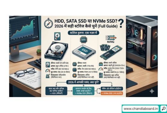 HDD, SATA SSD या NVMe SSD? 2026 में सही स्टोरेज कैसे चुनें (Full Guide)