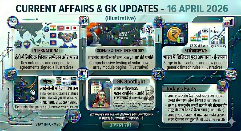 16 April 2026 Current Affairs & GK Updates title in English create image